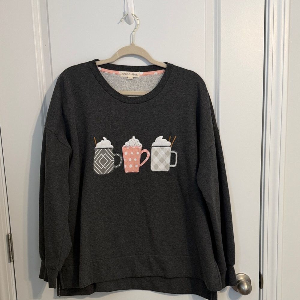 Cactus & Pearl Coffee Mug Graphic Sweatshirt XL
